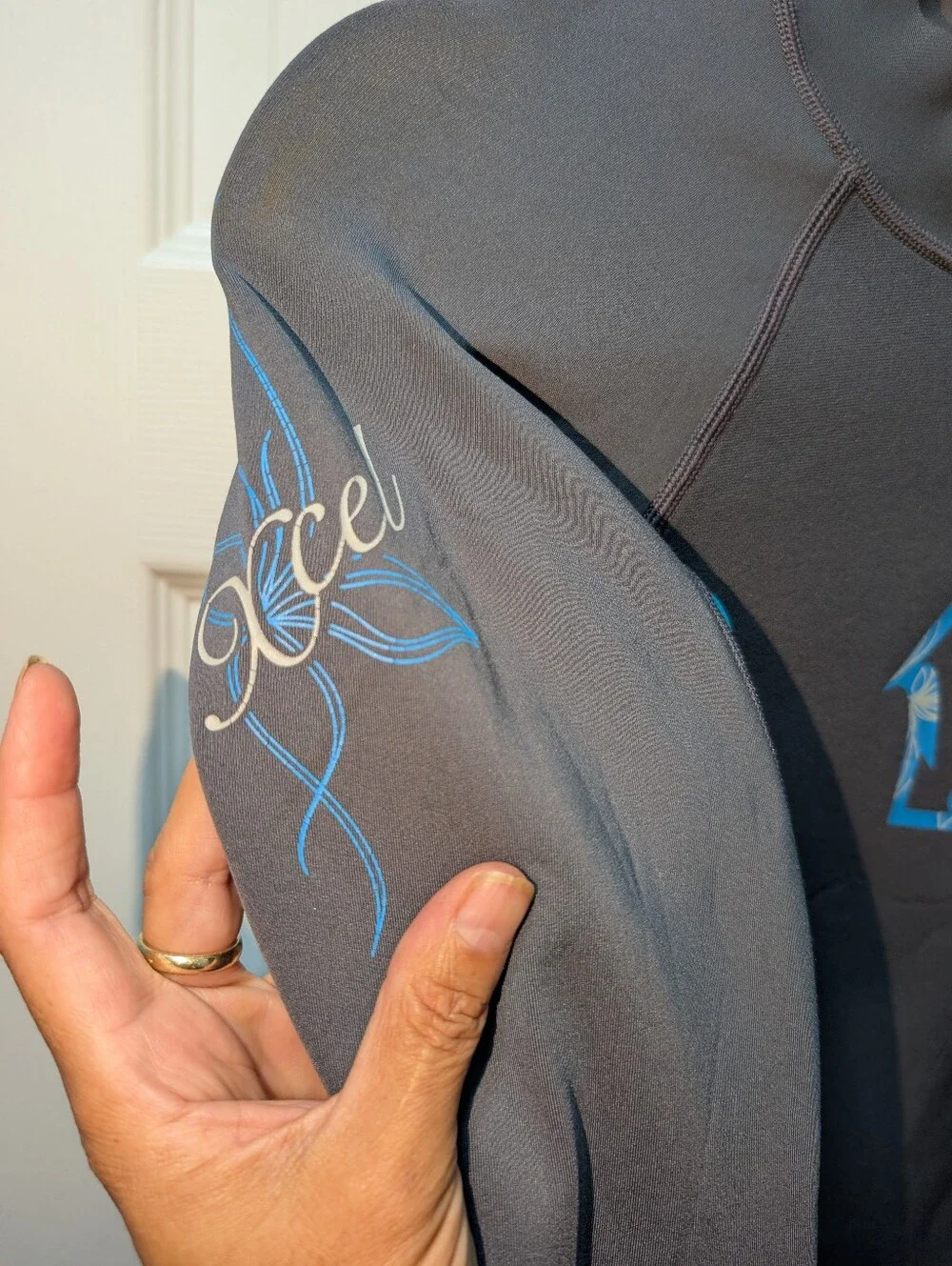 Women's Long Sleeve Teal & Charcoal Swim Top
